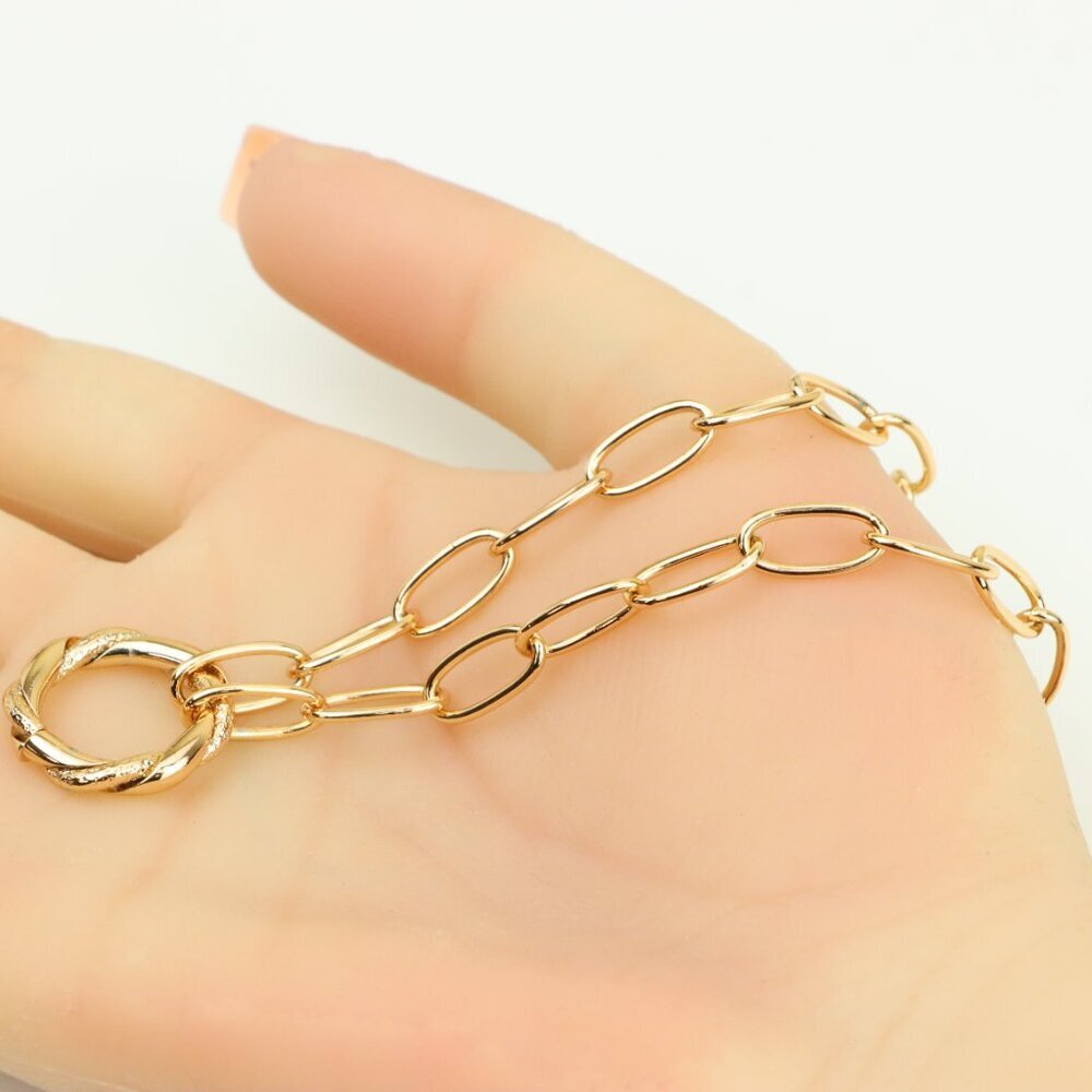 Chunky Oval Link Rose Gold Necklace with Round Center Pendant, XPNL0348 - Picture 5 of 13
